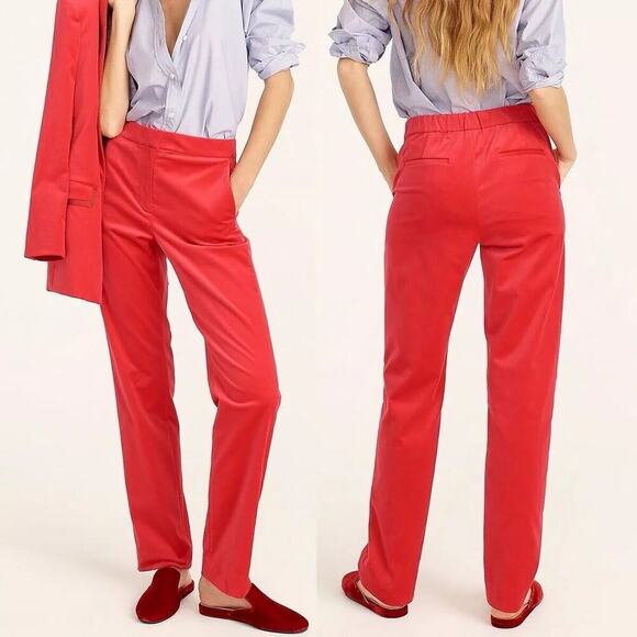J. Crew Full-Length Straight Leg Velvet Pant Red Size 4 NWT - Picture 1 of 4